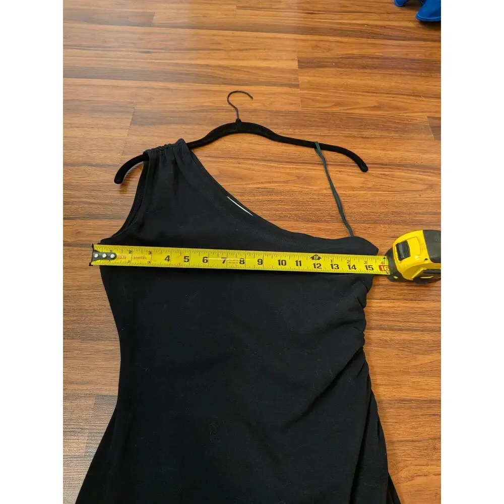 Tapemeasure New York One Shoulder Ruched Black Mini Dress Size M Vintage Y2K